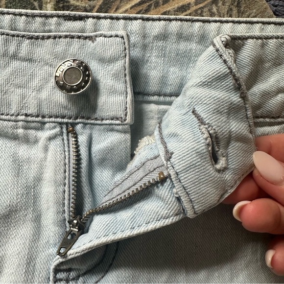 So Wear It Declare It Y2K Denim Mini Skirt. Light wash distressed. Size: 9. - Picture 6 of 6